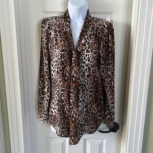 White House Black market a long sleeve leopard print blouse